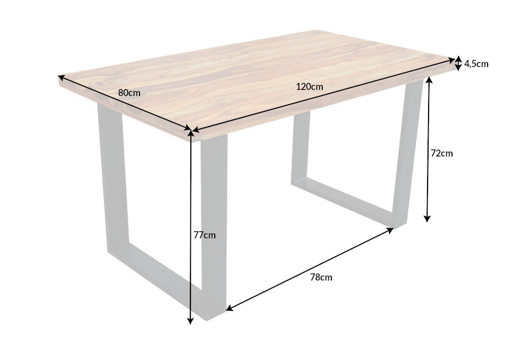 Masa dreptunghiulara din Lemn de palisandru Maro/Negru de 6 persoane L120x80cm Iron Craft