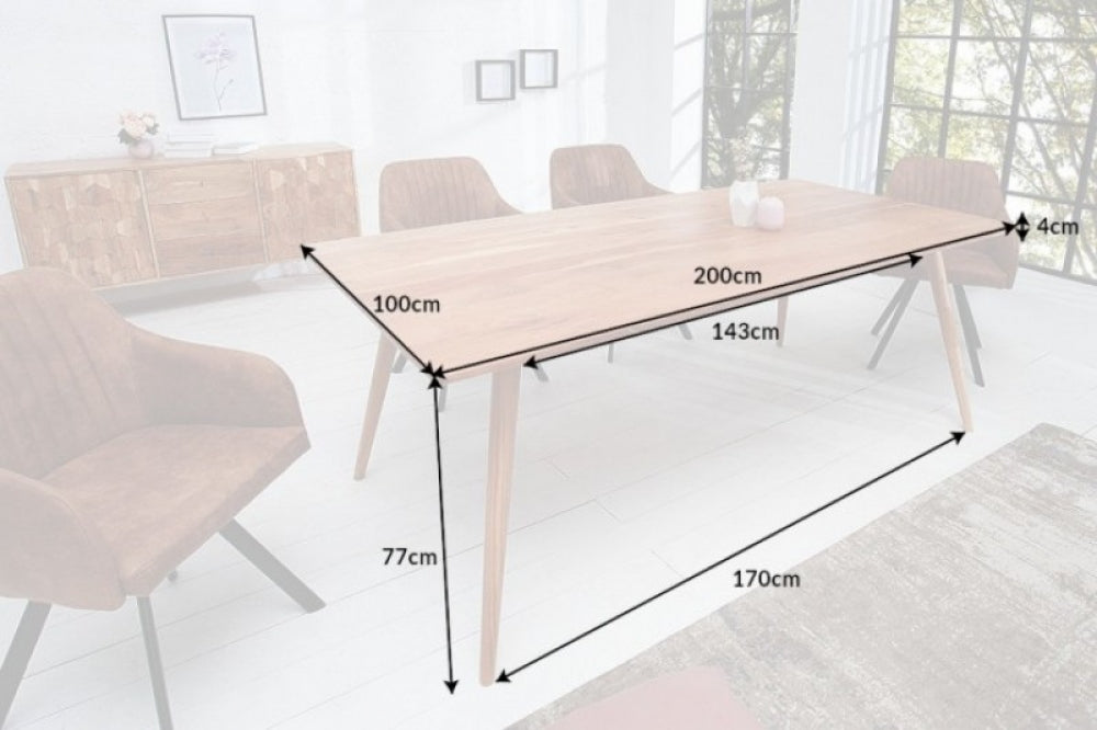 Masa din Lemn masiv de salcam Maro de 8 persoane L200x100cm Mystic Living