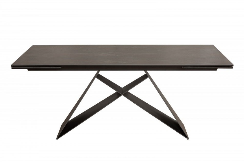 Masa extensibila dreptunghiulara din Ceramica Maro/Negru de 8-10 persoane L180/260x100cm Prometheus
