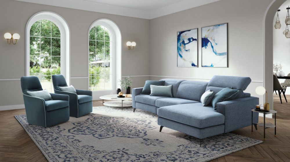 Coltar de 3 locuri cu un recliner Christopher stil Modern L265cm