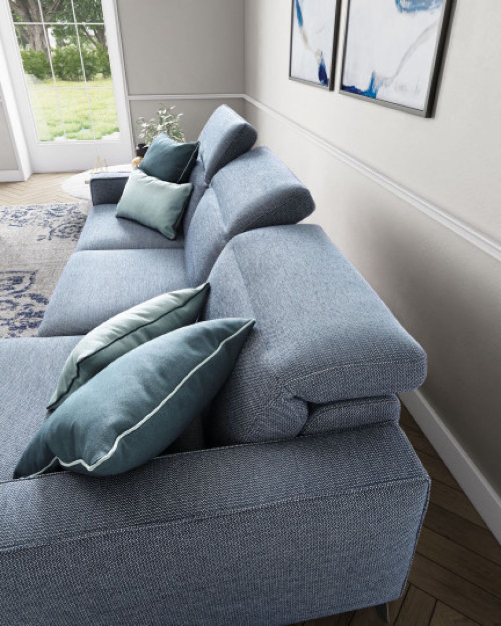 Coltar de 3 locuri cu un recliner Christopher stil Modern L265cm