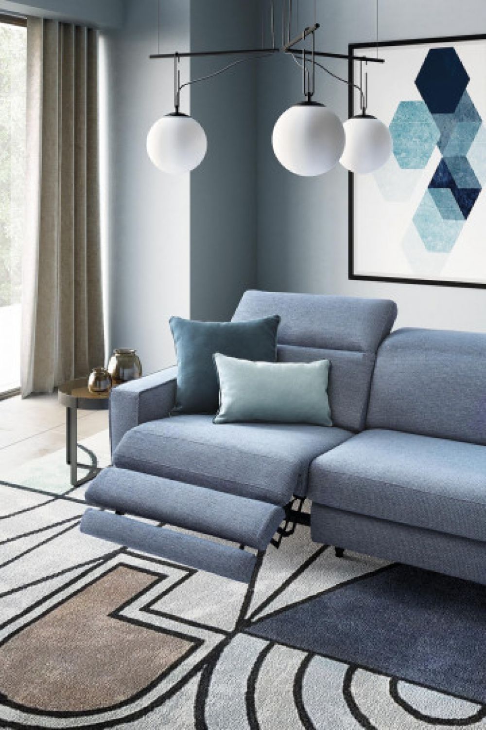 Coltar de 3 locuri cu un recliner Christopher stil Modern L265cm