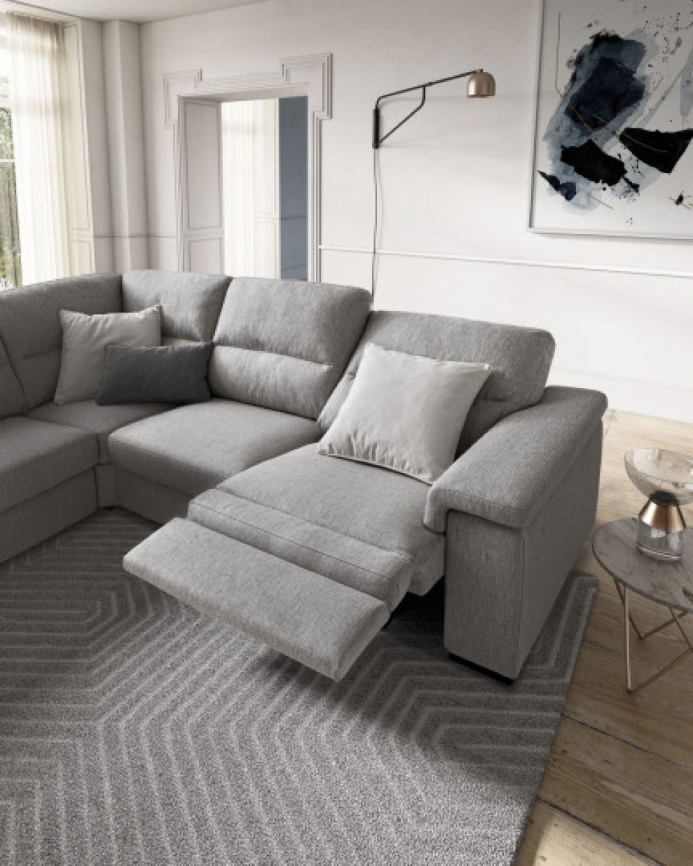 Coltar de 5 locuri cu un recliner Jaro stil Modern L281cm