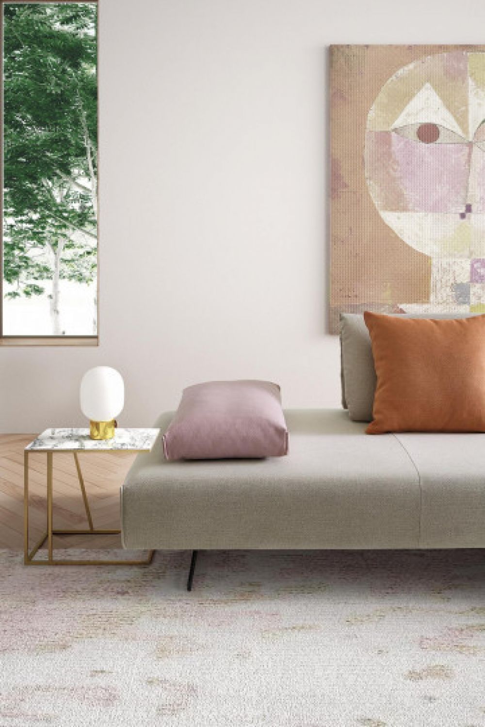 Canapea fixa 4 locuri Abbraccio stil Scandinav L187cm
