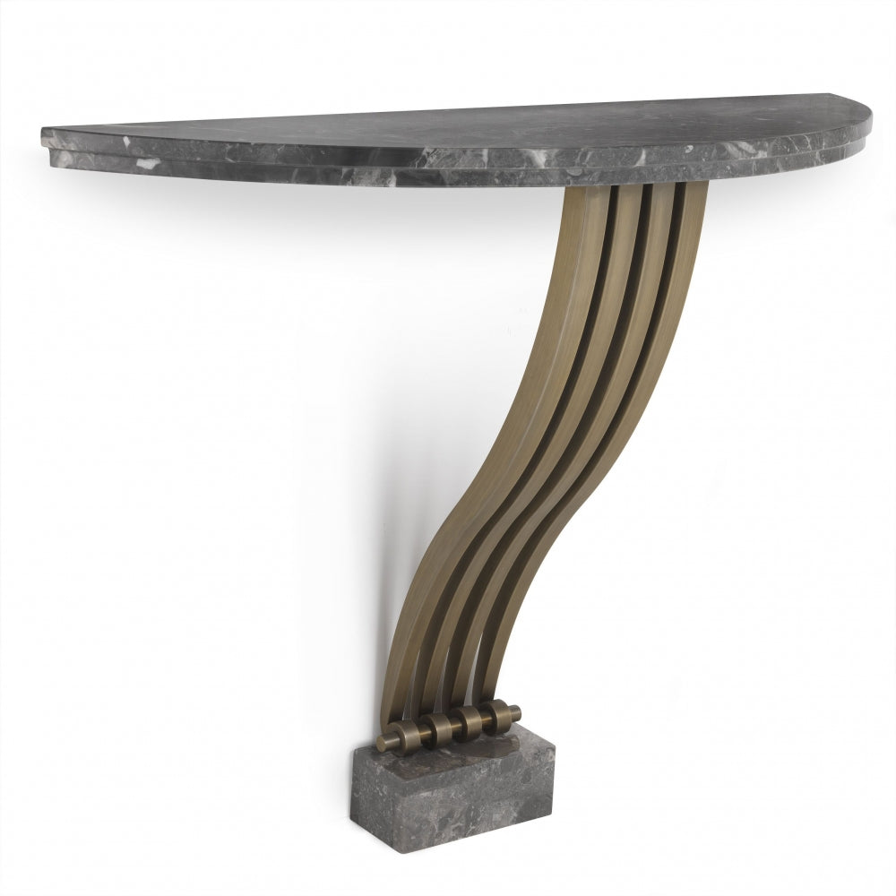 Consola din marmura si Alama Negru/Auriu RENAISSANCE L99xH77cm