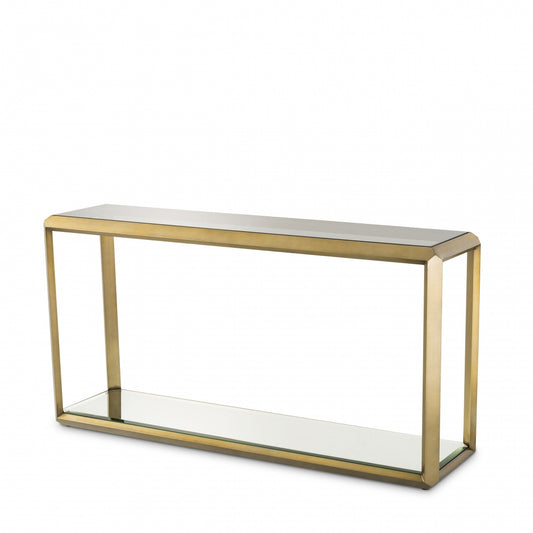 Consola din Sticla securizata si Alama transparent/Auriu CALLUM L150xH78cm