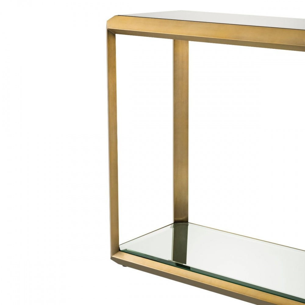 Consola din Sticla securizata si Alama transparent/Auriu CALLUM L150xH78cm
