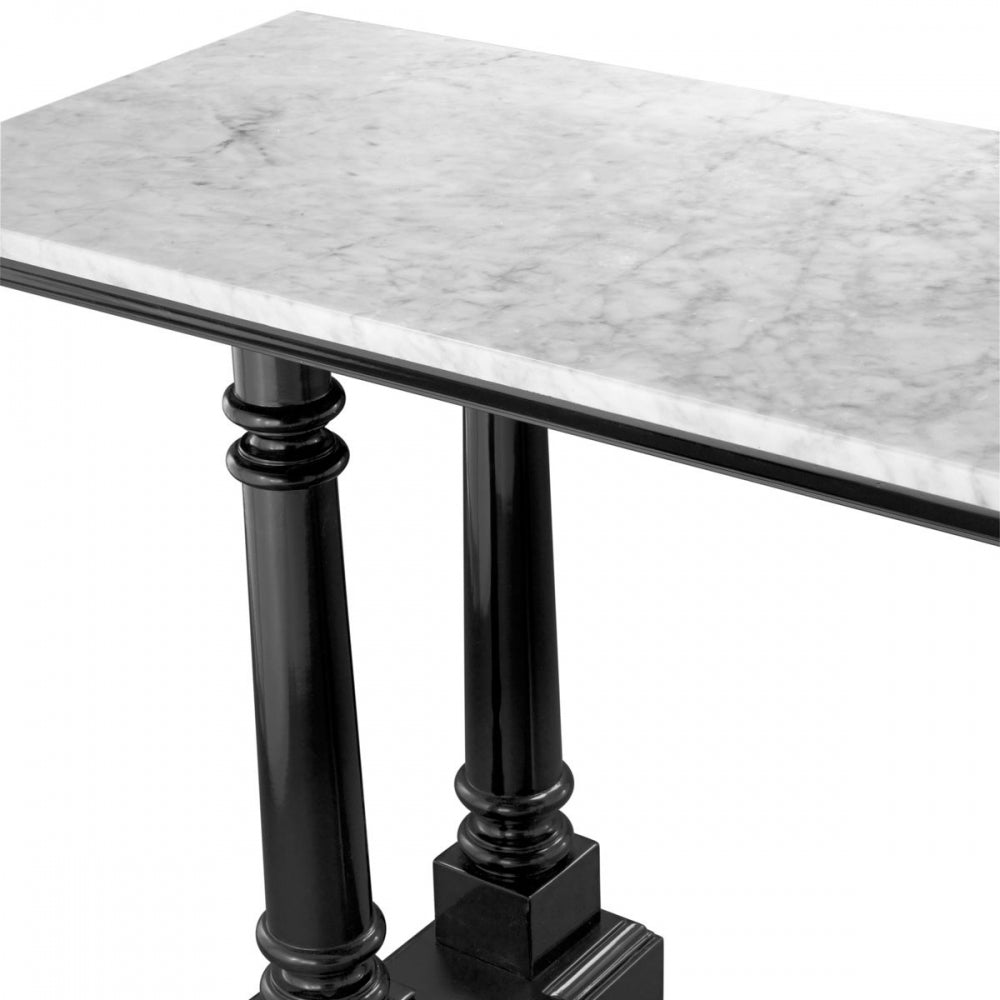 Consola din marmura si Metal Alb/Negru WALFORD L160xH81cm