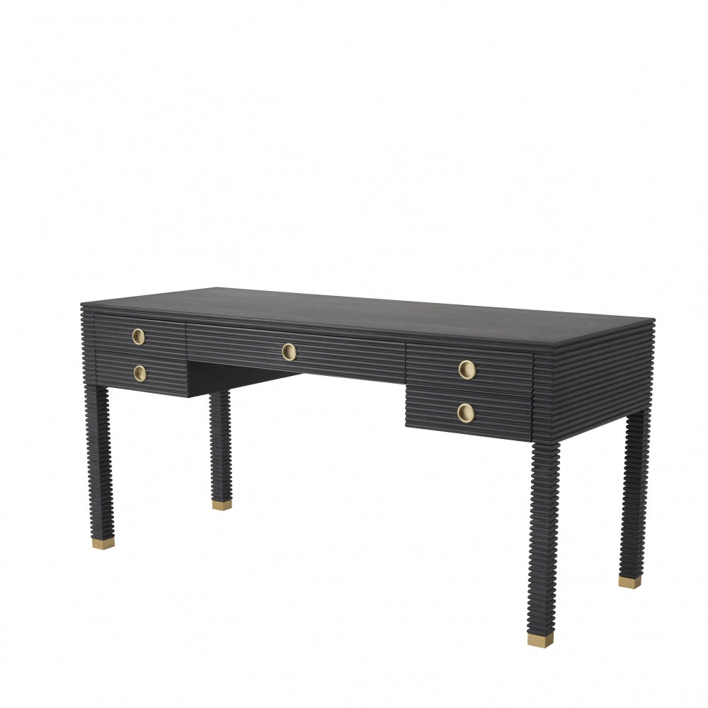Birou din Lemn masiv de stejar Negru DIMITRIOS L160xH77cm