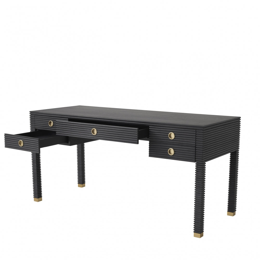 Birou din Lemn masiv de stejar Negru DIMITRIOS L160xH77cm