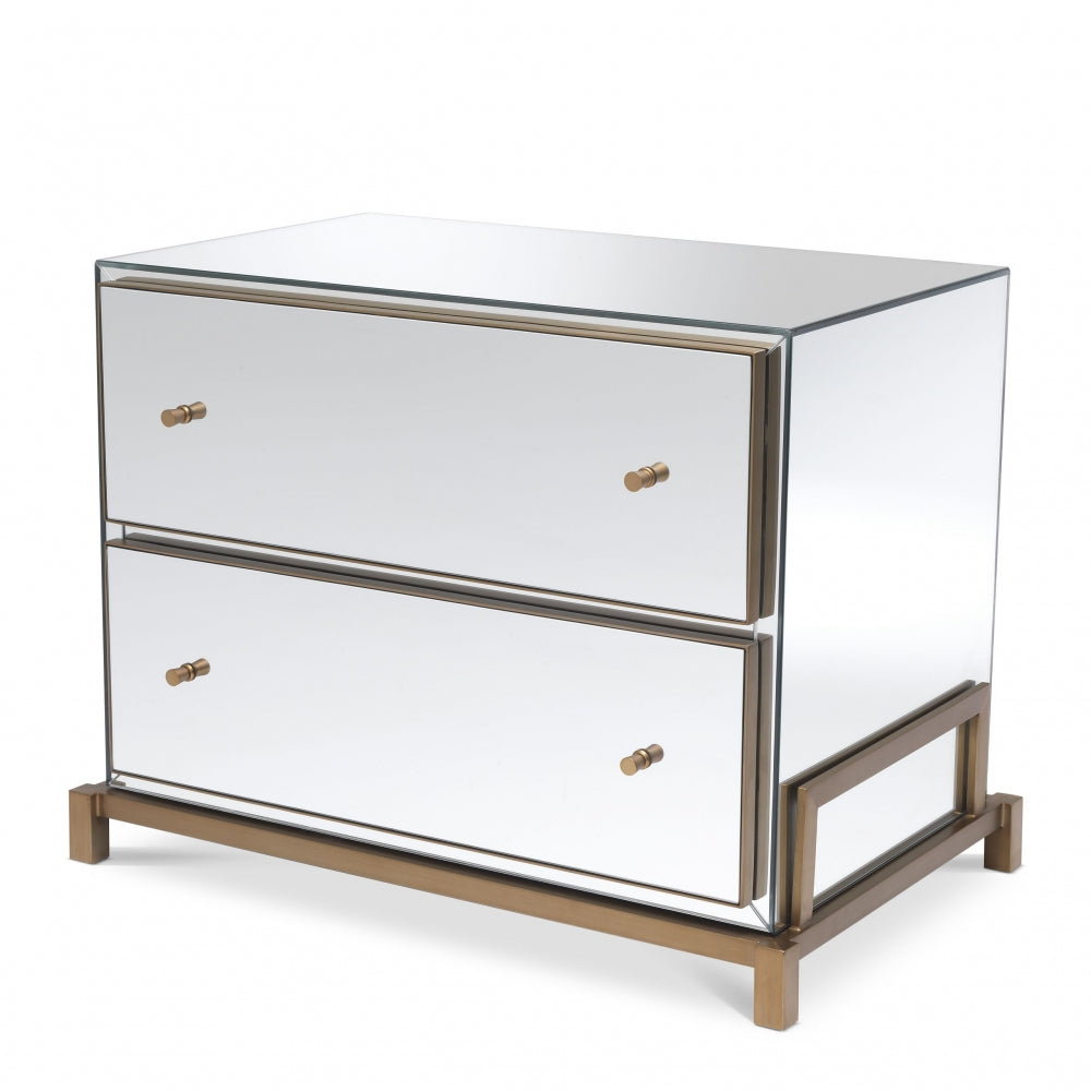 Noptiera din Oglinda si Alama Auriu CLARINGTON L81xH62cm