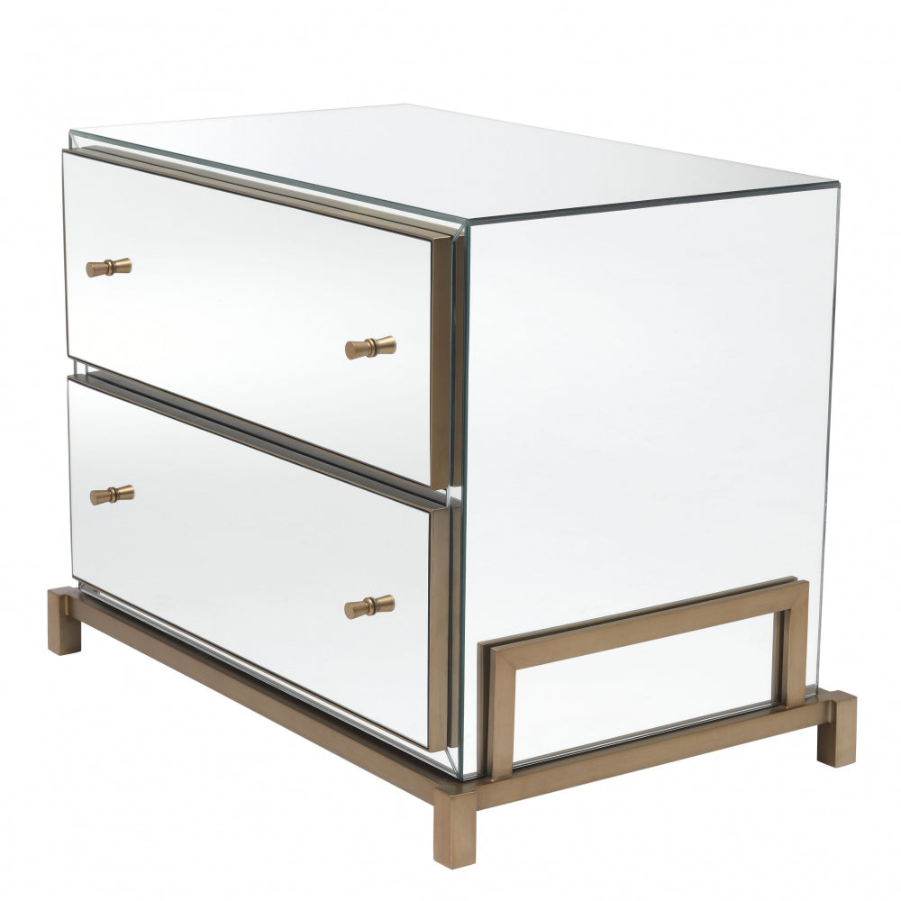Noptiera din Oglinda si Alama Auriu CLARINGTON L81xH62cm
