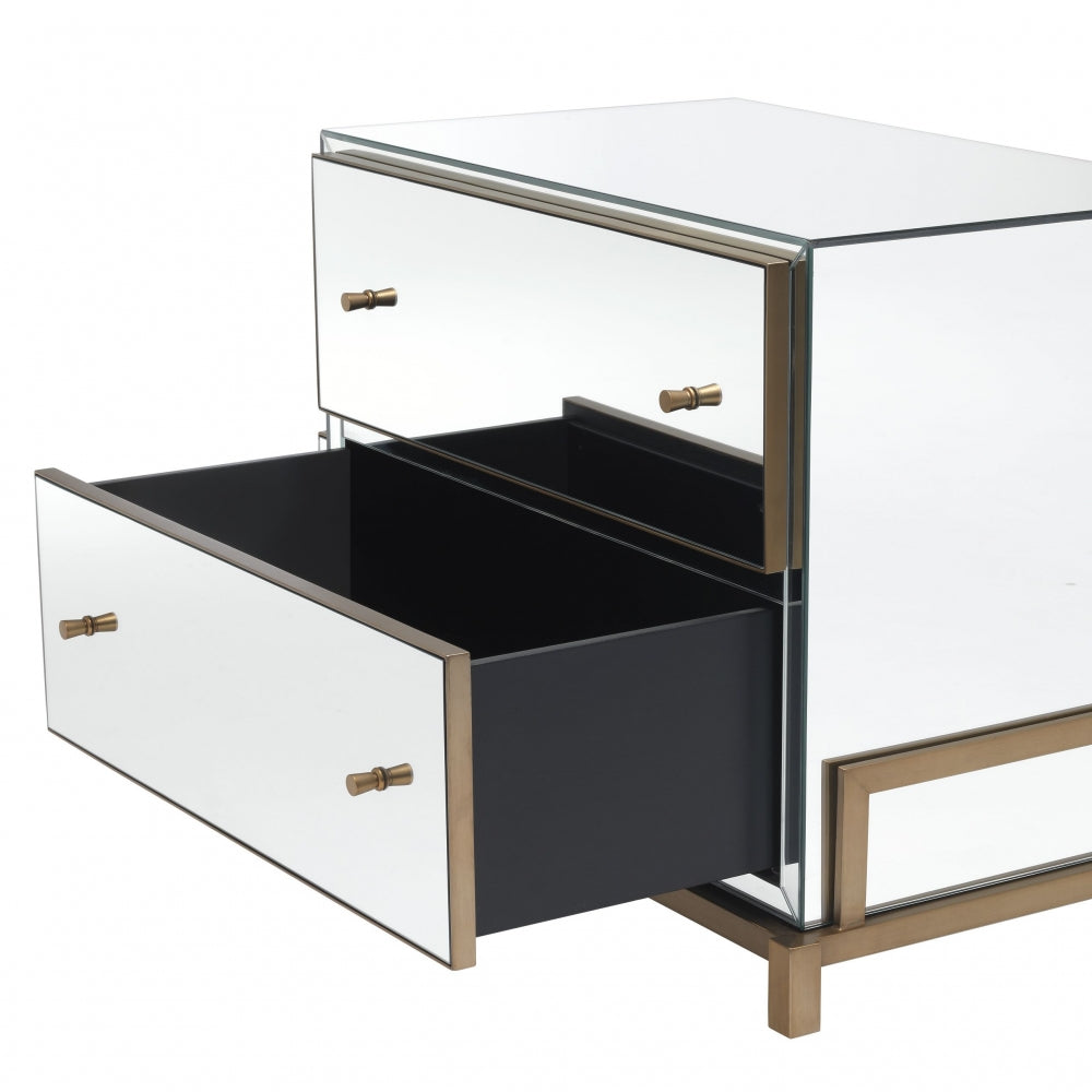 Noptiera din Oglinda si Alama Auriu CLARINGTON L81xH62cm