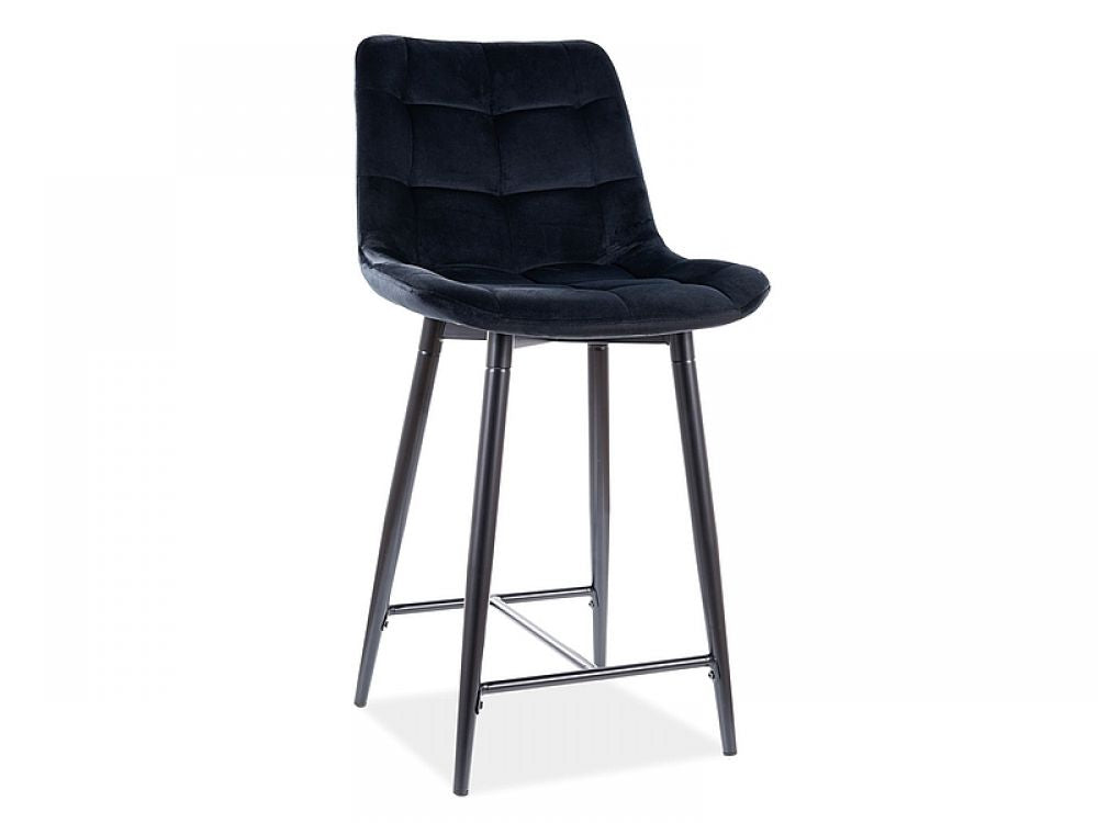Scaun de insula din Catifea si Metal Negru/Negru H92xL45xA37cm Chic
