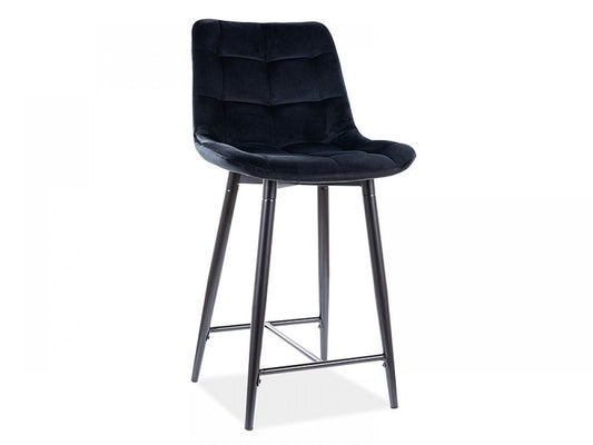 Scaun de insula din Catifea si Metal Negru/Negru H92xL45xA37cm Chic