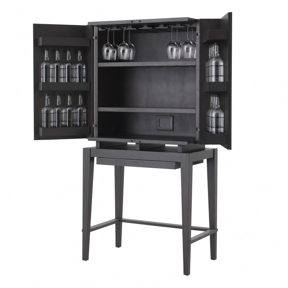 Comoda din Lemn masiv de stejar Negru DIMITRIOS L82xH168cm