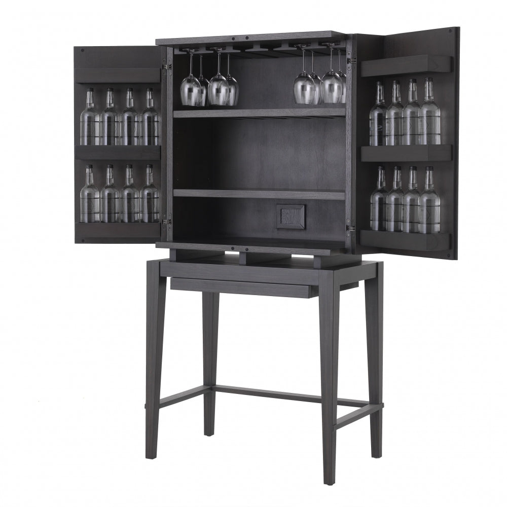 Comoda din Lemn masiv de stejar Negru DIMITRIOS L82xH168cm