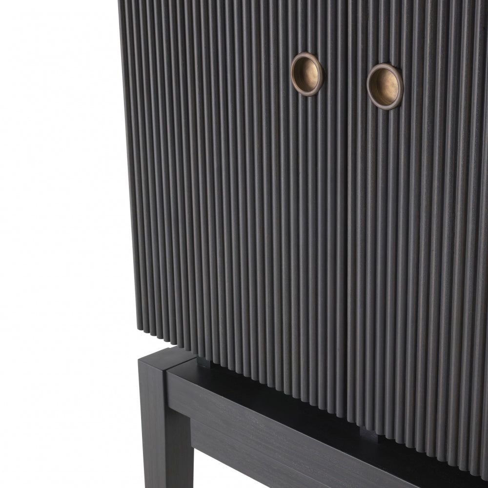 Comoda din Lemn masiv de stejar Negru DIMITRIOS L82xH168cm