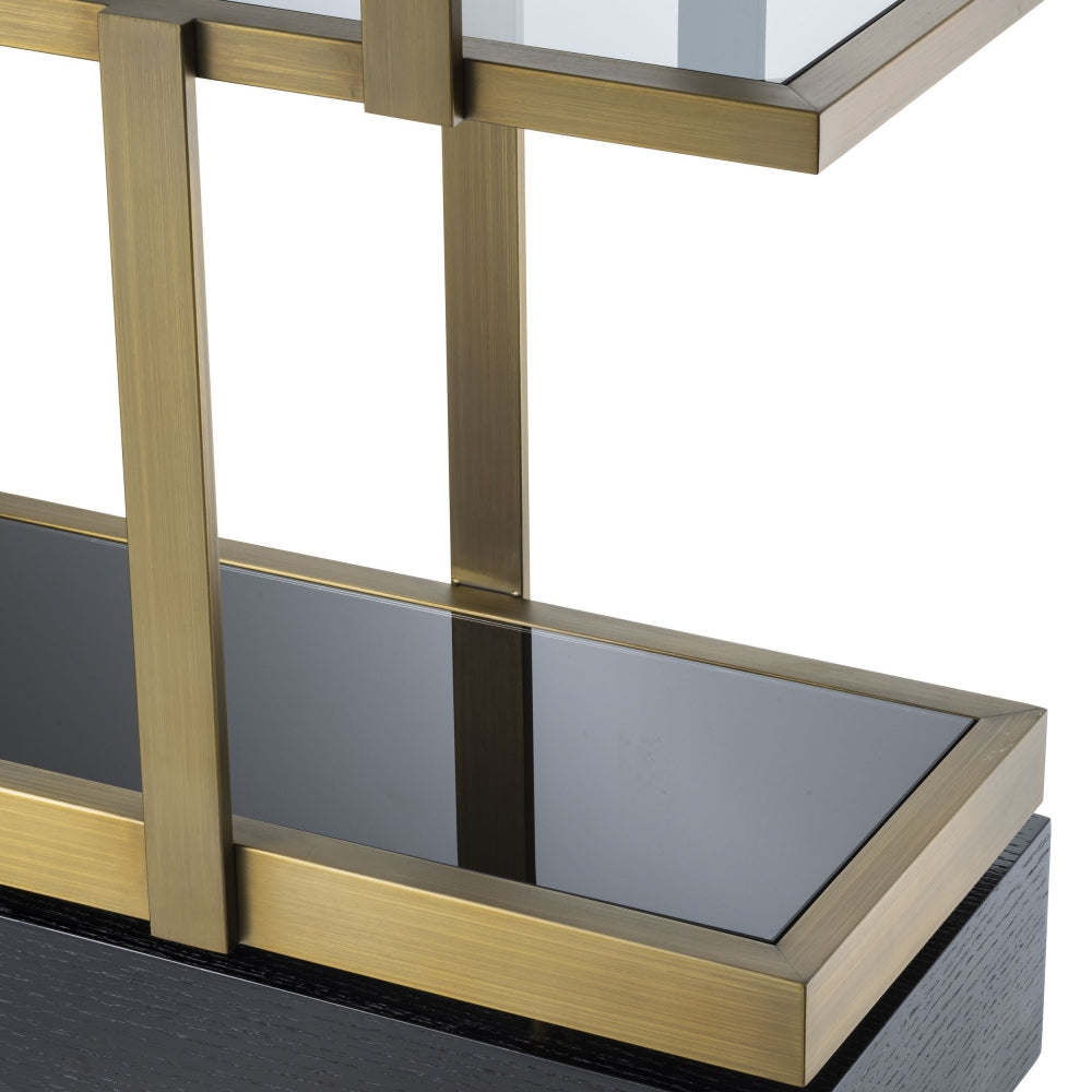 Biblioteca din Sticla securizata si Alama transparent/Auriu NESTO L110xH243cm
