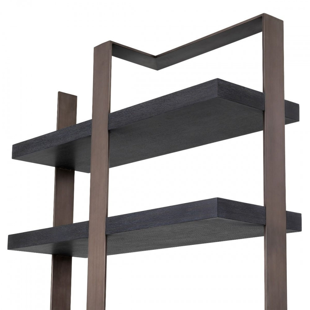 Biblioteca din Lemn masiv de stejar si Alama Negru/maro GEO L120xH230cm