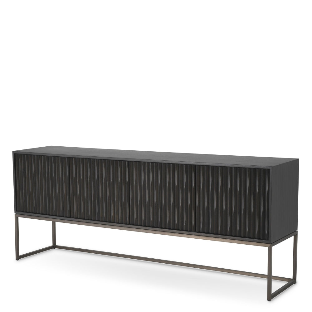 Comoda din Lemn masiv de stejar Negru BRAYDEN L200xH81cm