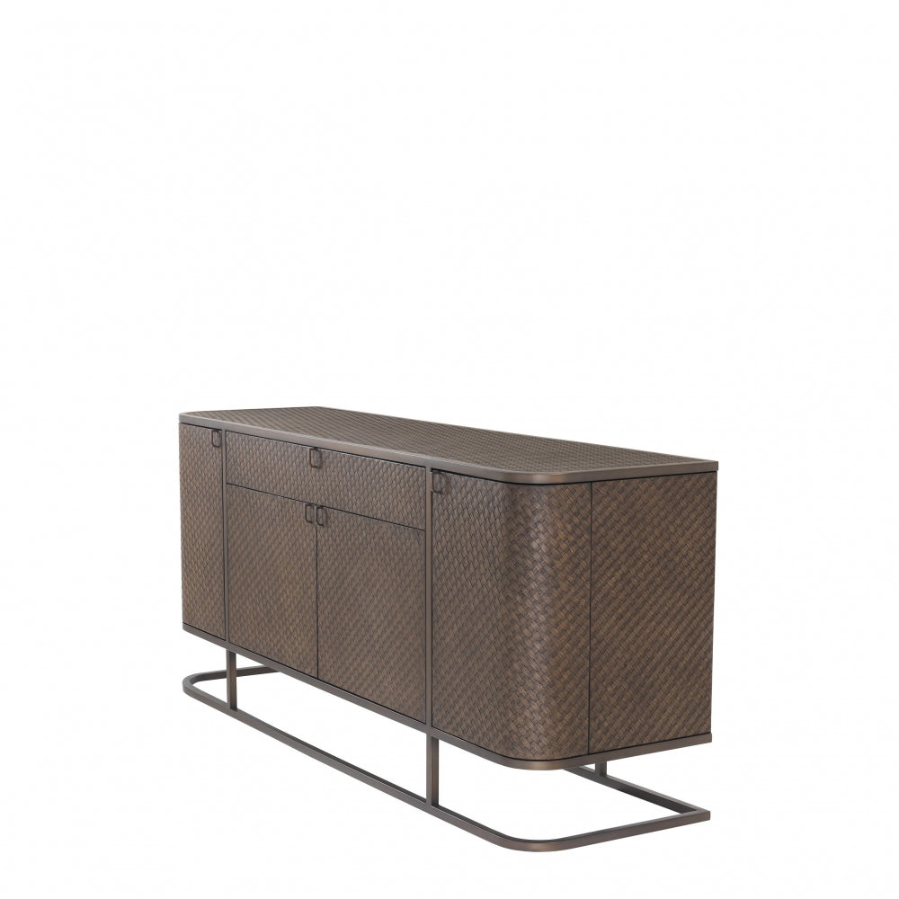 Comoda din Lemn masiv de stejar si Otel inoxidabil Maro/Auriu NAPA VALLEY L170xH75cm