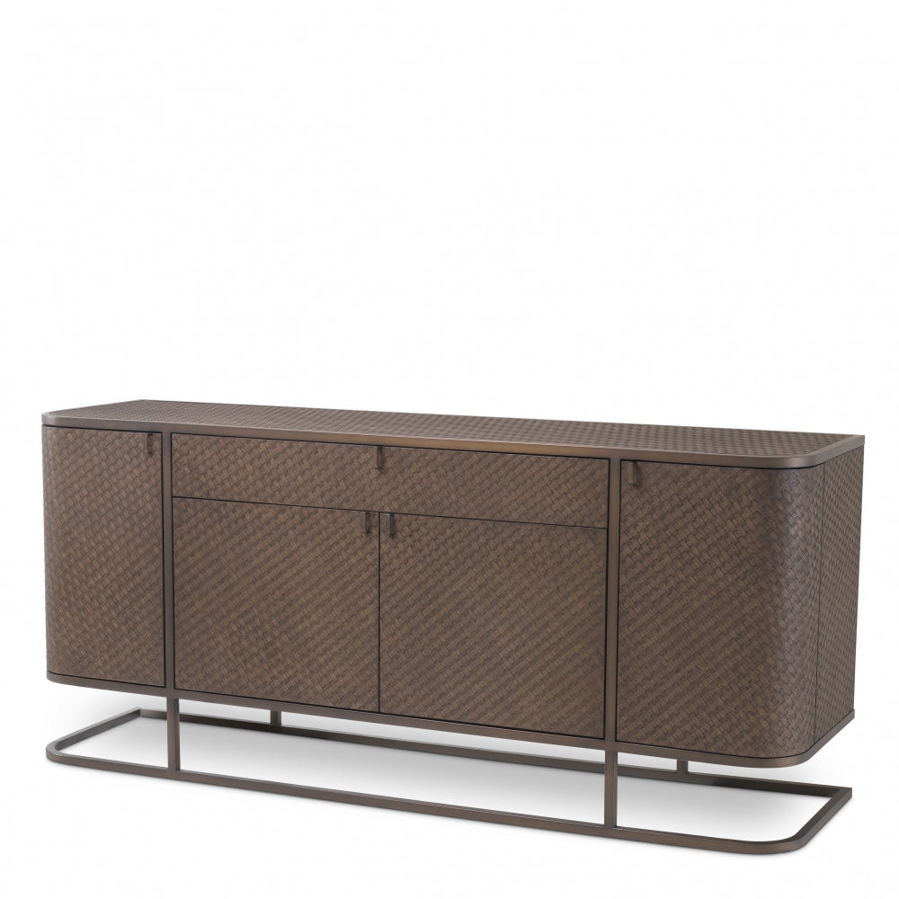 Comoda din Lemn masiv de stejar si Otel inoxidabil Maro/Auriu NAPA VALLEY L170xH75cm