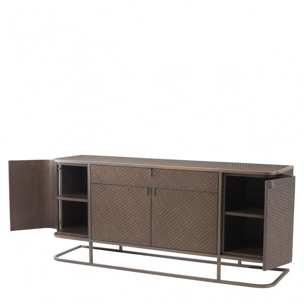 Comoda din Lemn masiv de stejar si Otel inoxidabil Maro/Auriu NAPA VALLEY L170xH75cm