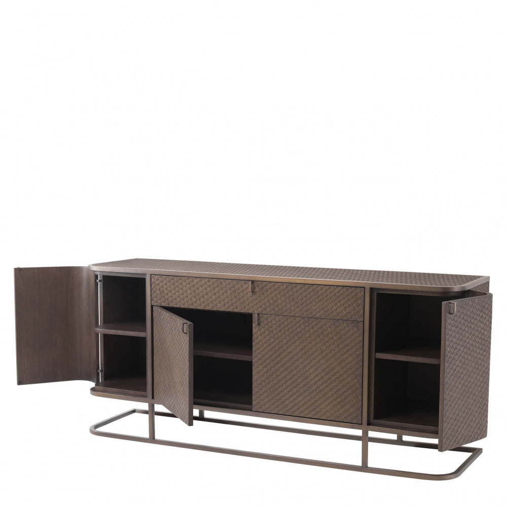 Comoda din Lemn masiv de stejar si Otel inoxidabil Maro/Auriu NAPA VALLEY L170xH75cm