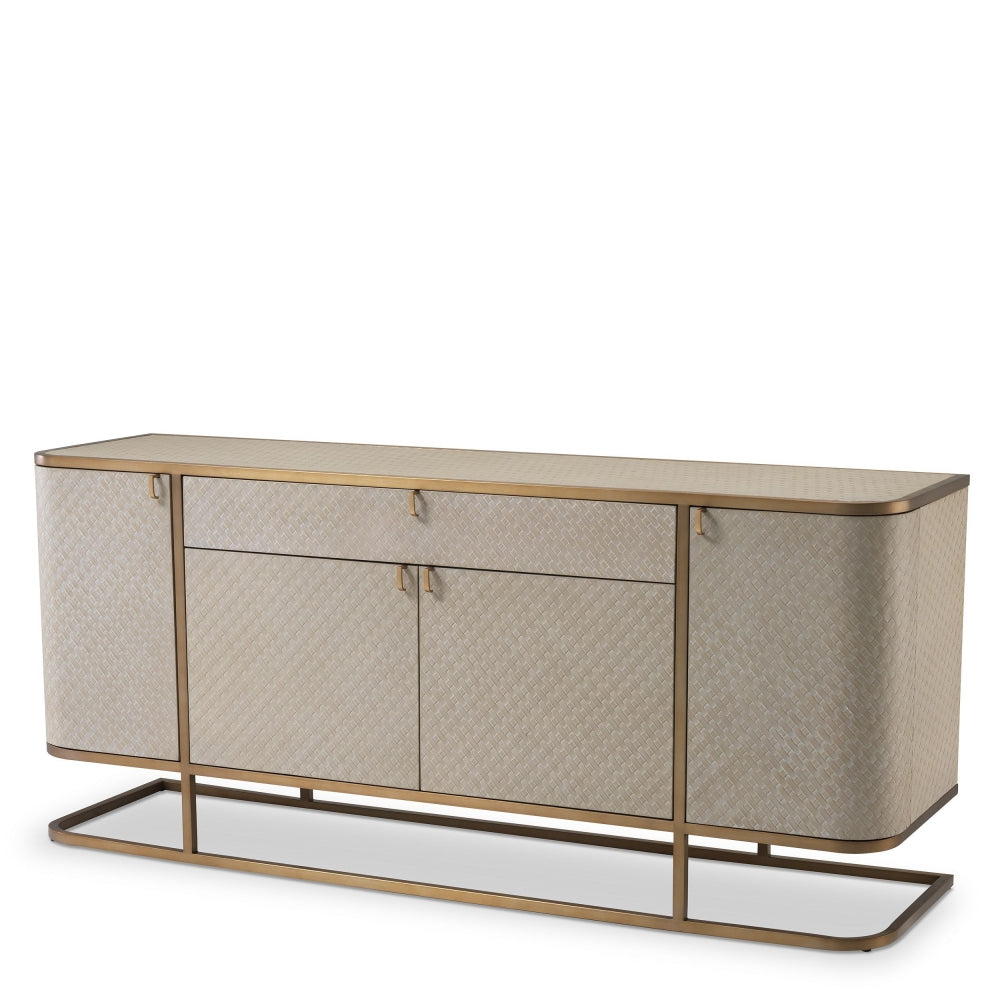 Comoda din Lemn masiv de stejar si Otel inoxidabil crem/Auriu NAPA VALLEY L170xH75cm