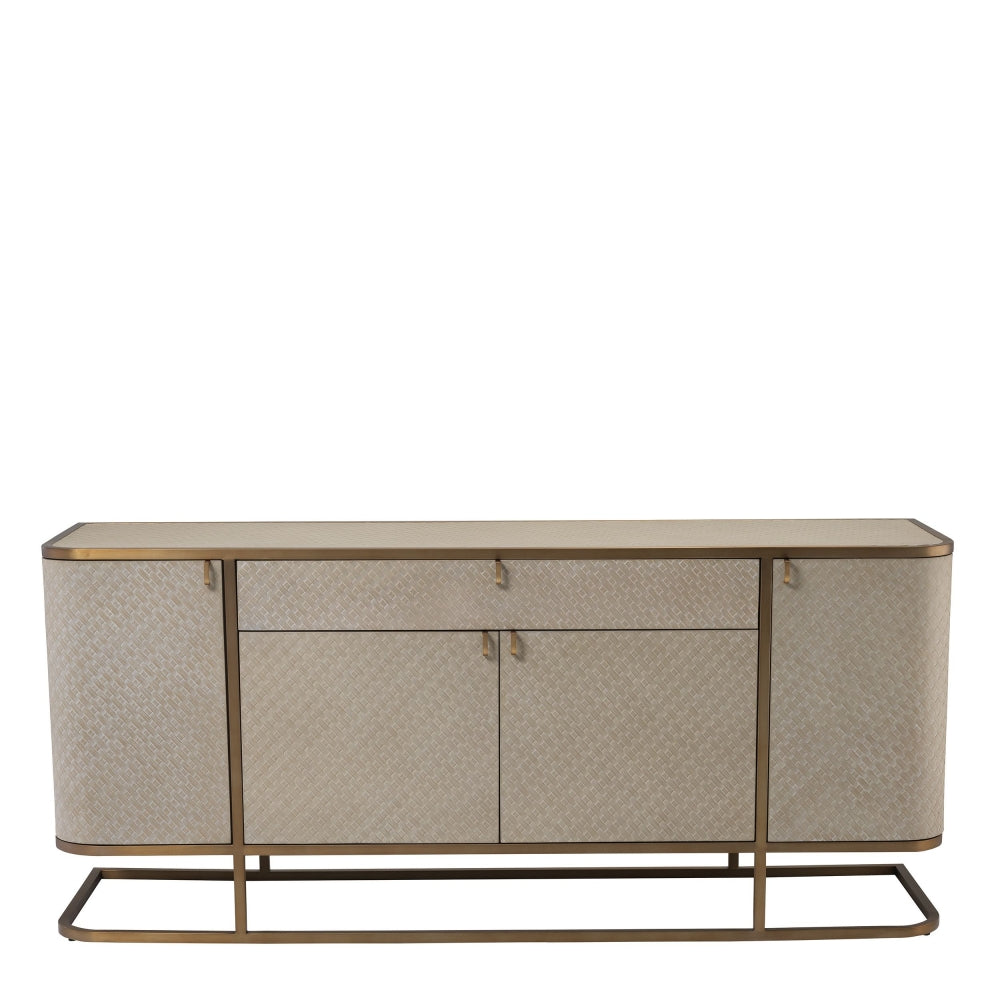 Comoda din Lemn masiv de stejar si Otel inoxidabil crem/Auriu NAPA VALLEY L170xH75cm