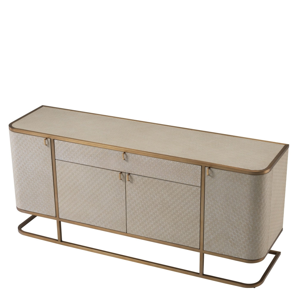 Comoda din Lemn masiv de stejar si Otel inoxidabil crem/Auriu NAPA VALLEY L170xH75cm
