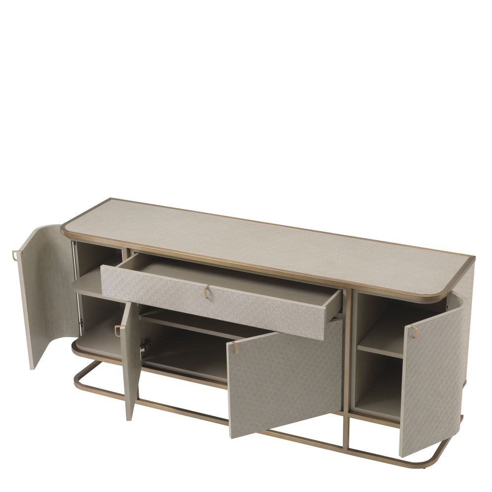 Comoda din Lemn masiv de stejar si Otel inoxidabil crem/Auriu NAPA VALLEY L170xH75cm