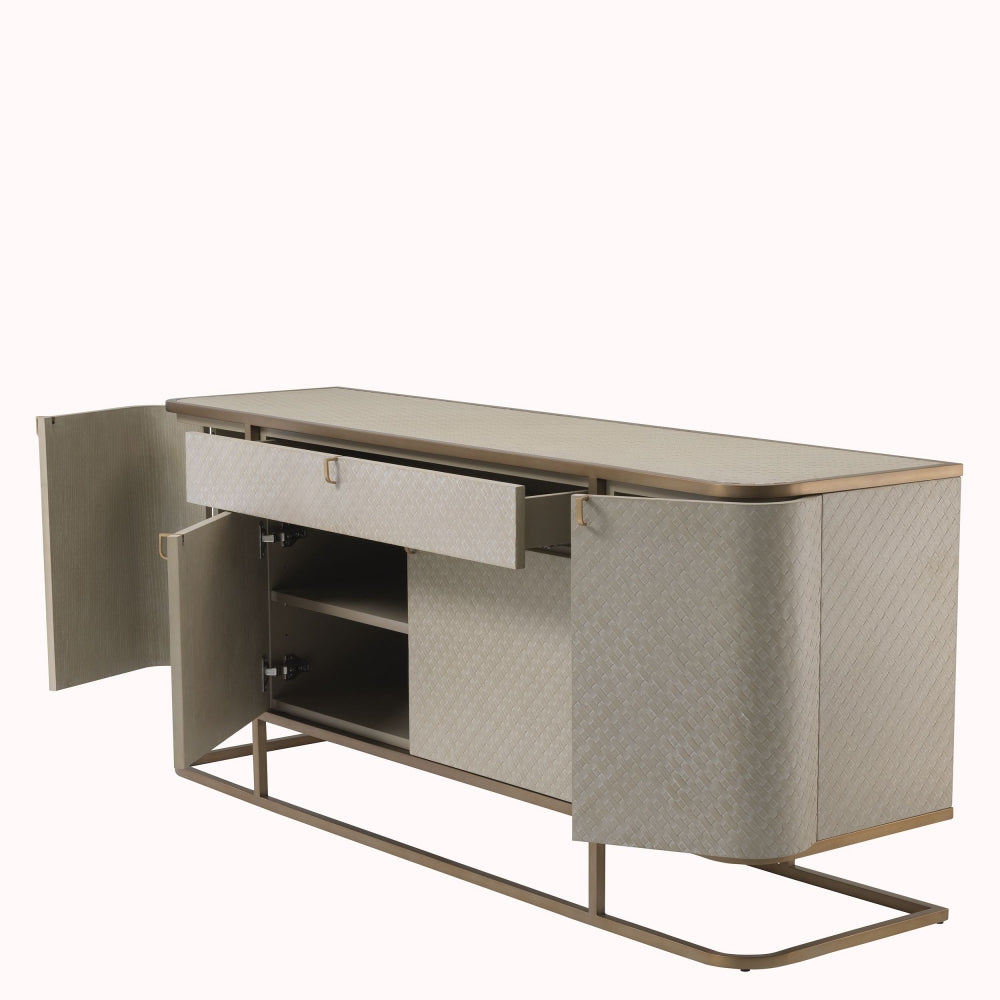 Comoda din Lemn masiv de stejar si Otel inoxidabil crem/Auriu NAPA VALLEY L170xH75cm