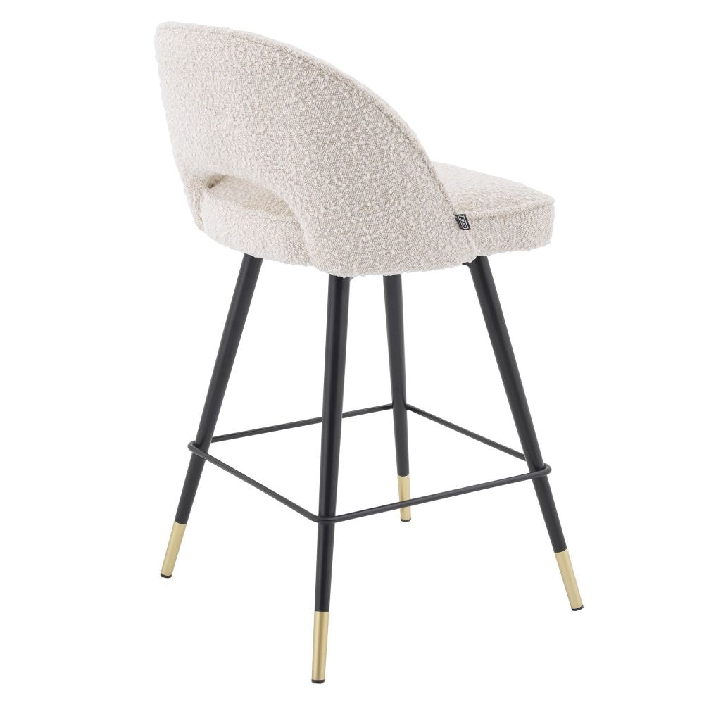 Set doua scaune rotative de insula din Textil si alama Crem/Negru/Auriu H92.5xL52xA69cm Eichholtz Cliff