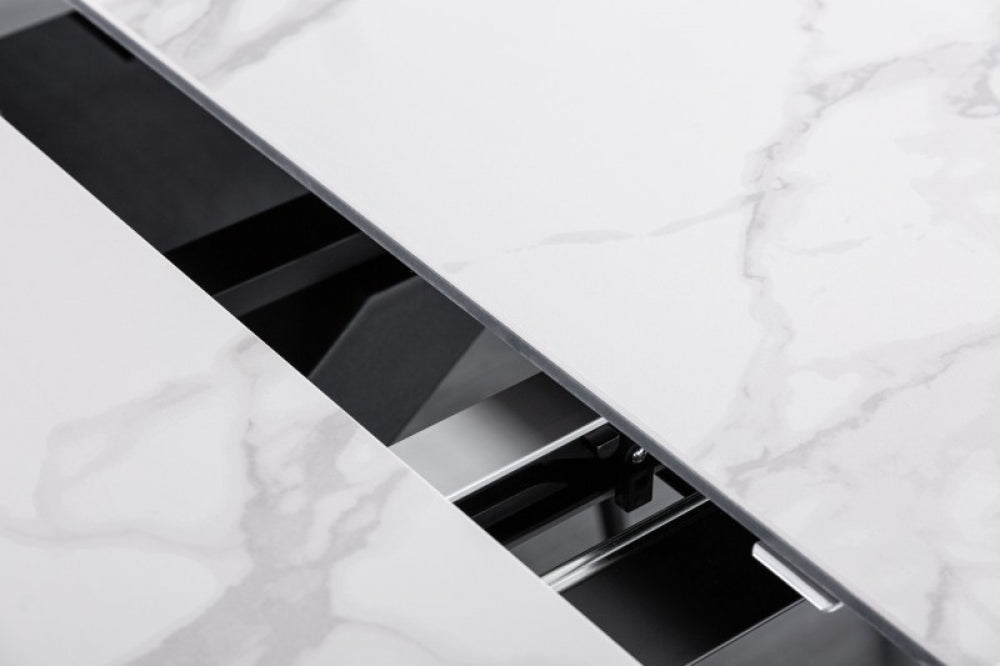 Masa extensibila dreptunghiulara din Ceramica si Metal Alb/Negru de 6-8 persoane L180/225x90cm Eternity