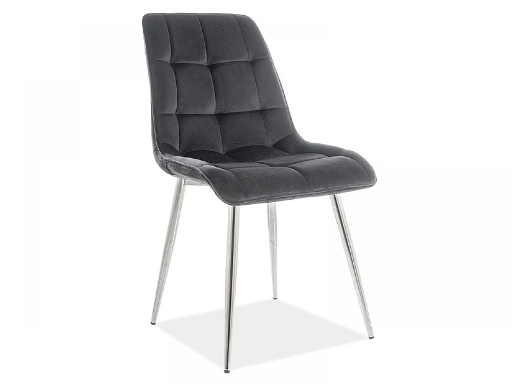 Scaun din Catifea si Metal Negru/Crom H88xL50xA43cm Chic