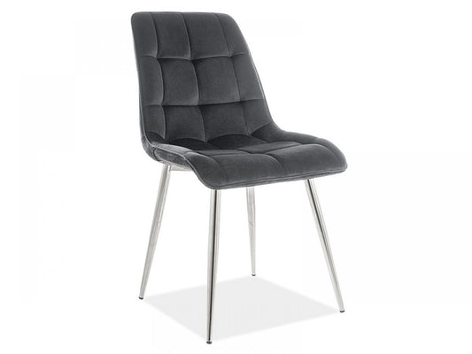 Scaun din Catifea si Metal Negru/Crom H88xL50xA43cm Chic
