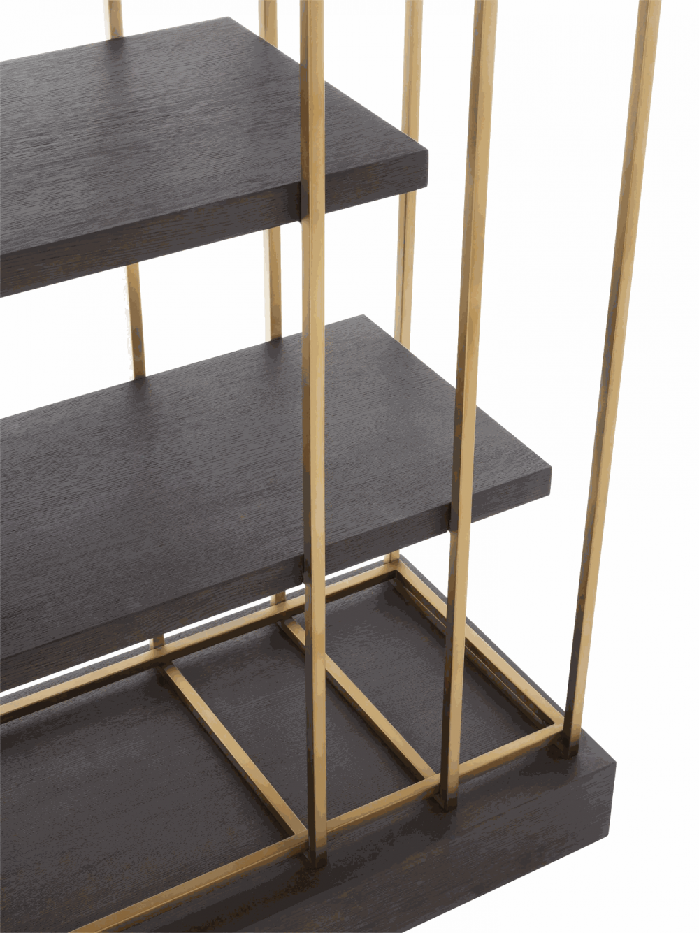 Etajera din Lemn masiv de stejar si Alama Negru/Auriu WARD L166xH222cm