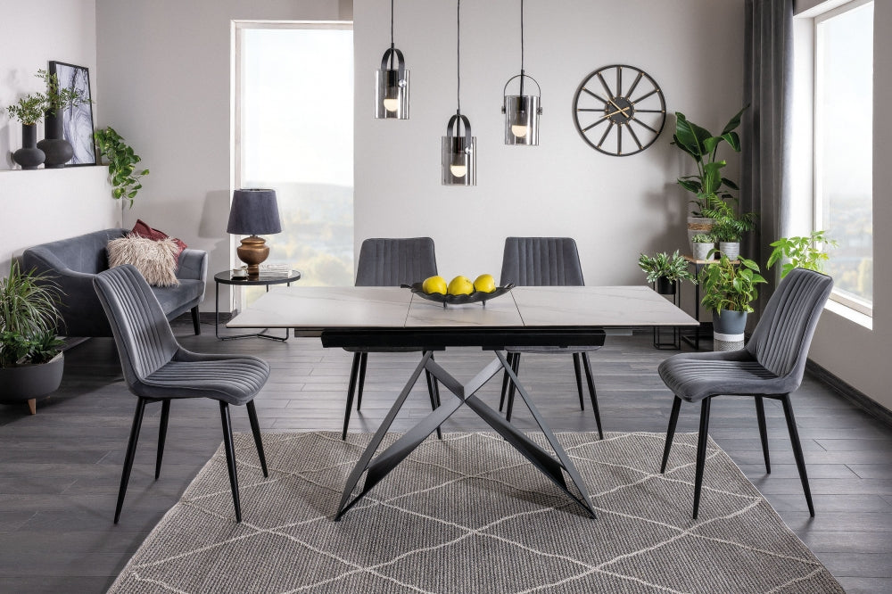 Masa extensibila dreptunghiulara din Ceramica si Metal Alb/Negru Westin SC L120-160xH76cm
