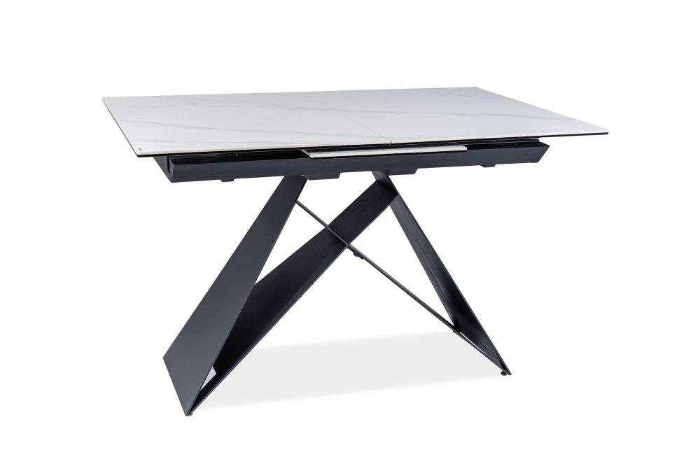 Masa extensibila dreptunghiulara din Ceramica si Metal Alb/Negru Westin SC L120-160xH76cm