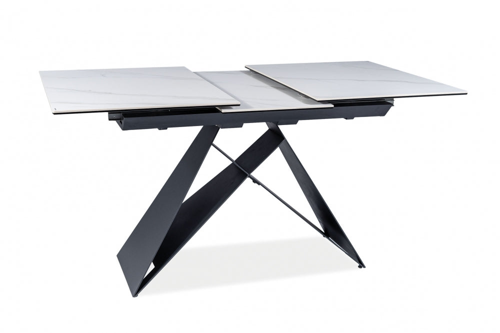 Masa extensibila dreptunghiulara din Ceramica si Metal Alb/Negru Westin SC L120-160xH76cm