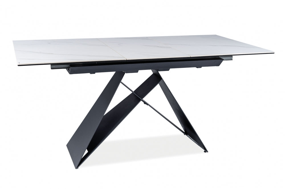 Masa extensibila dreptunghiulara din Ceramica si Metal Alb/Negru Westin SC L120-160xH76cm