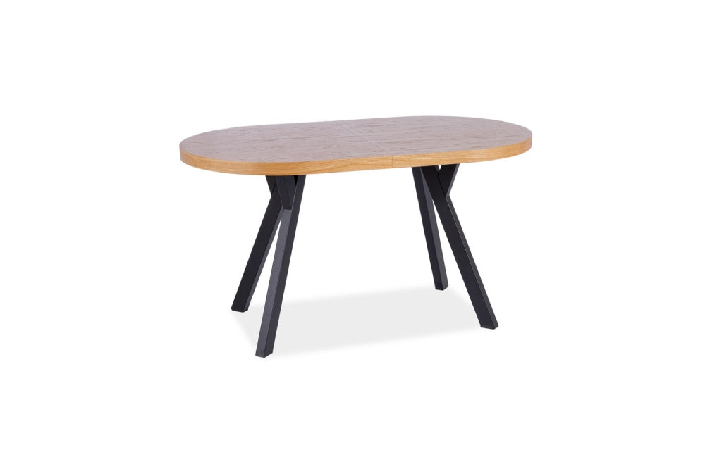 Masa extensibila ovala din Lemn si Metal Maro/Negru Domingo II L140-272xH76cm