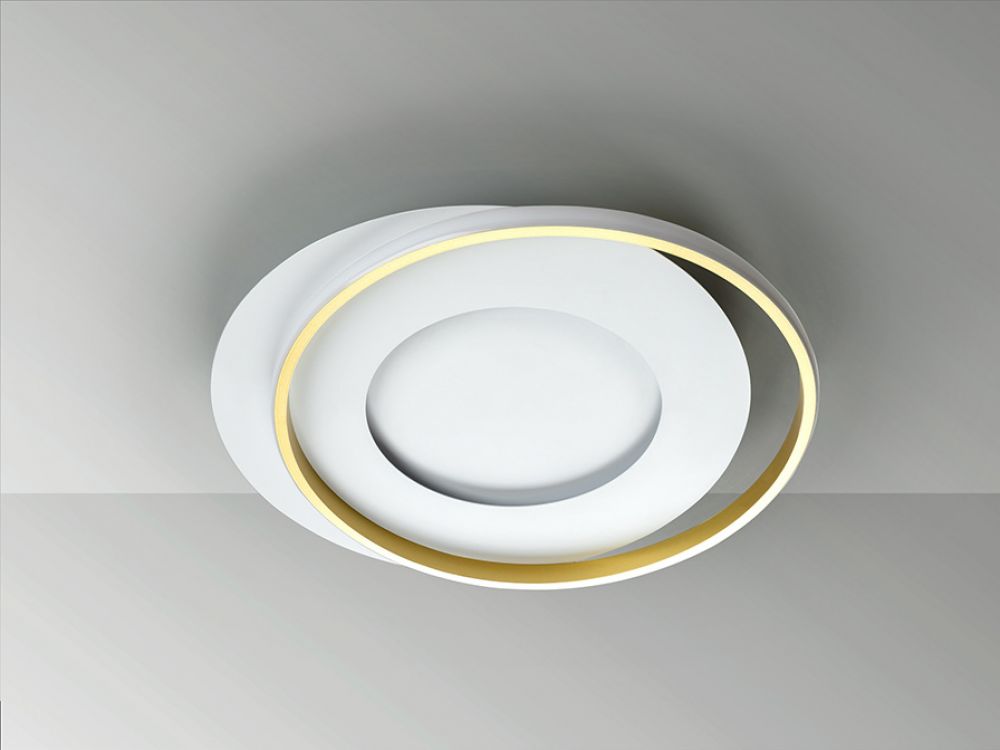Plafoniera Limbos Auriu/Alb cu Led L55xH6cm