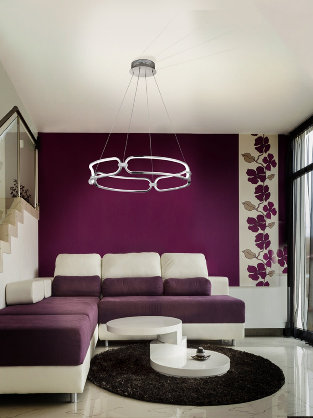 Lustra Rotunda din Metal Argintiu D60xH115 Colette