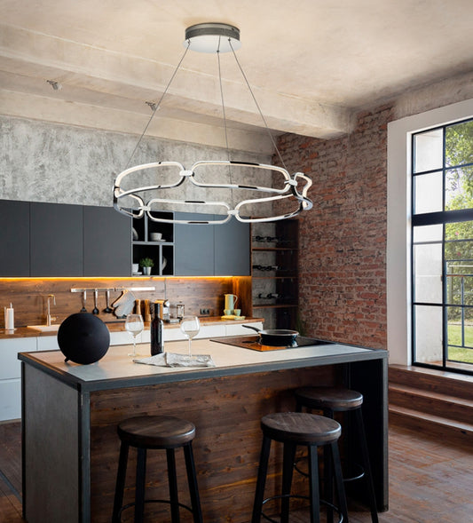 Lustra Rotunda din Metal Argintiu D80xH140 Colette