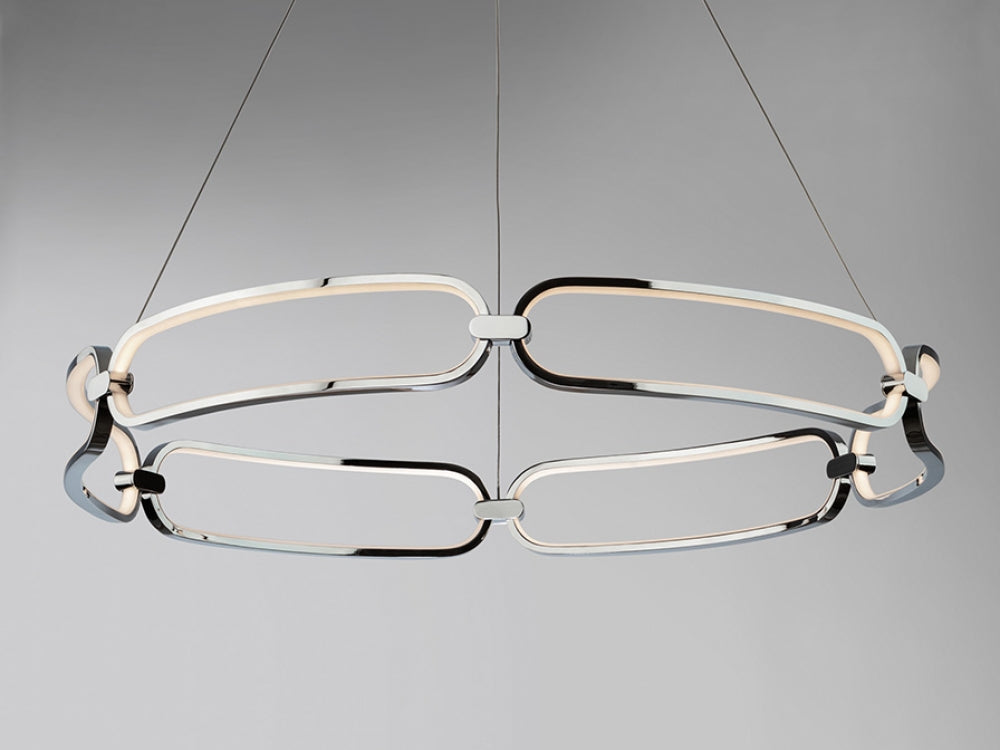 Lustra Rotunda din Metal Argintiu D80xH140 Colette