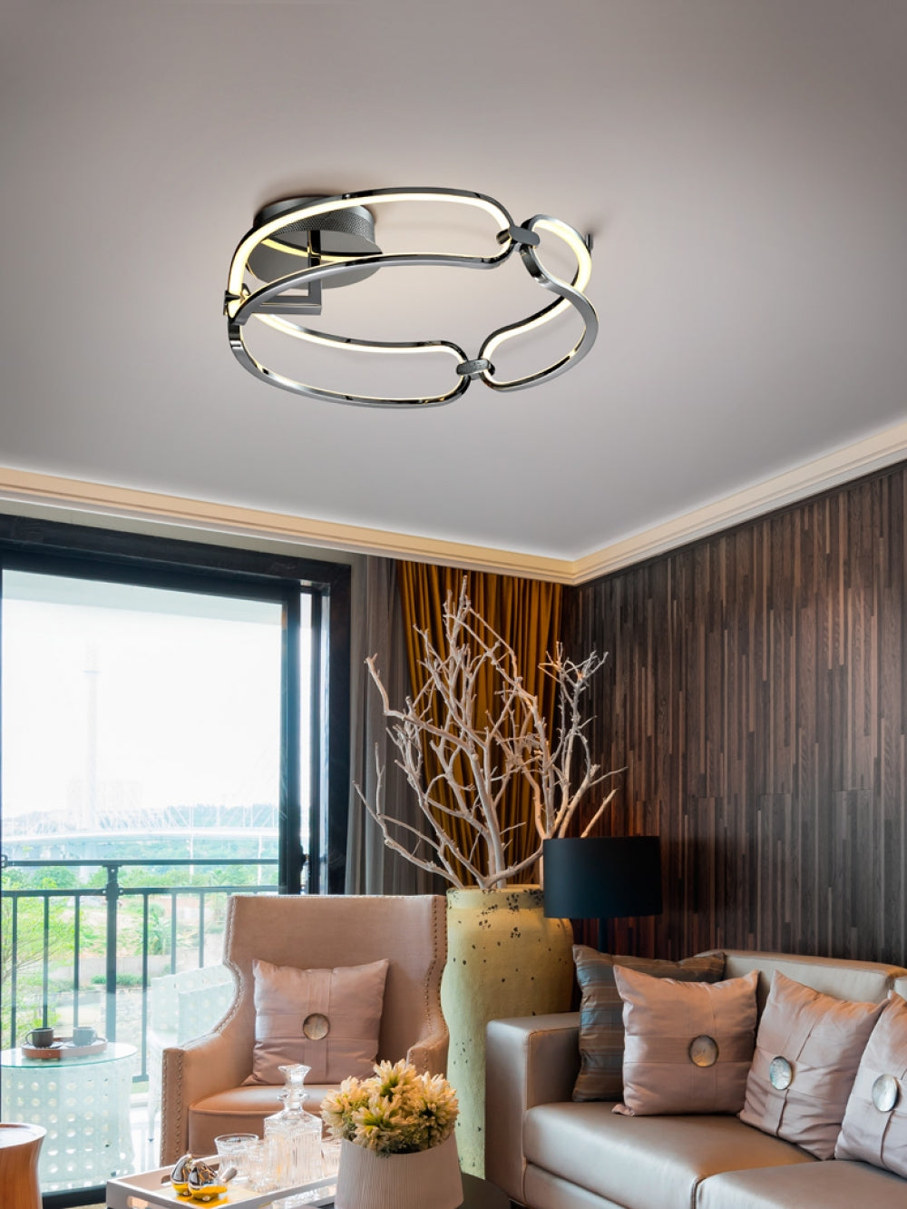 Plafoniera Rotunda din Metal Argintiu D47xH16 Colette