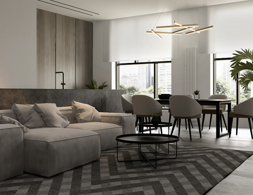 Lustra asimetrica cu inaltime reglabila cu LED 75W L66x101xH120cm 3000K Line